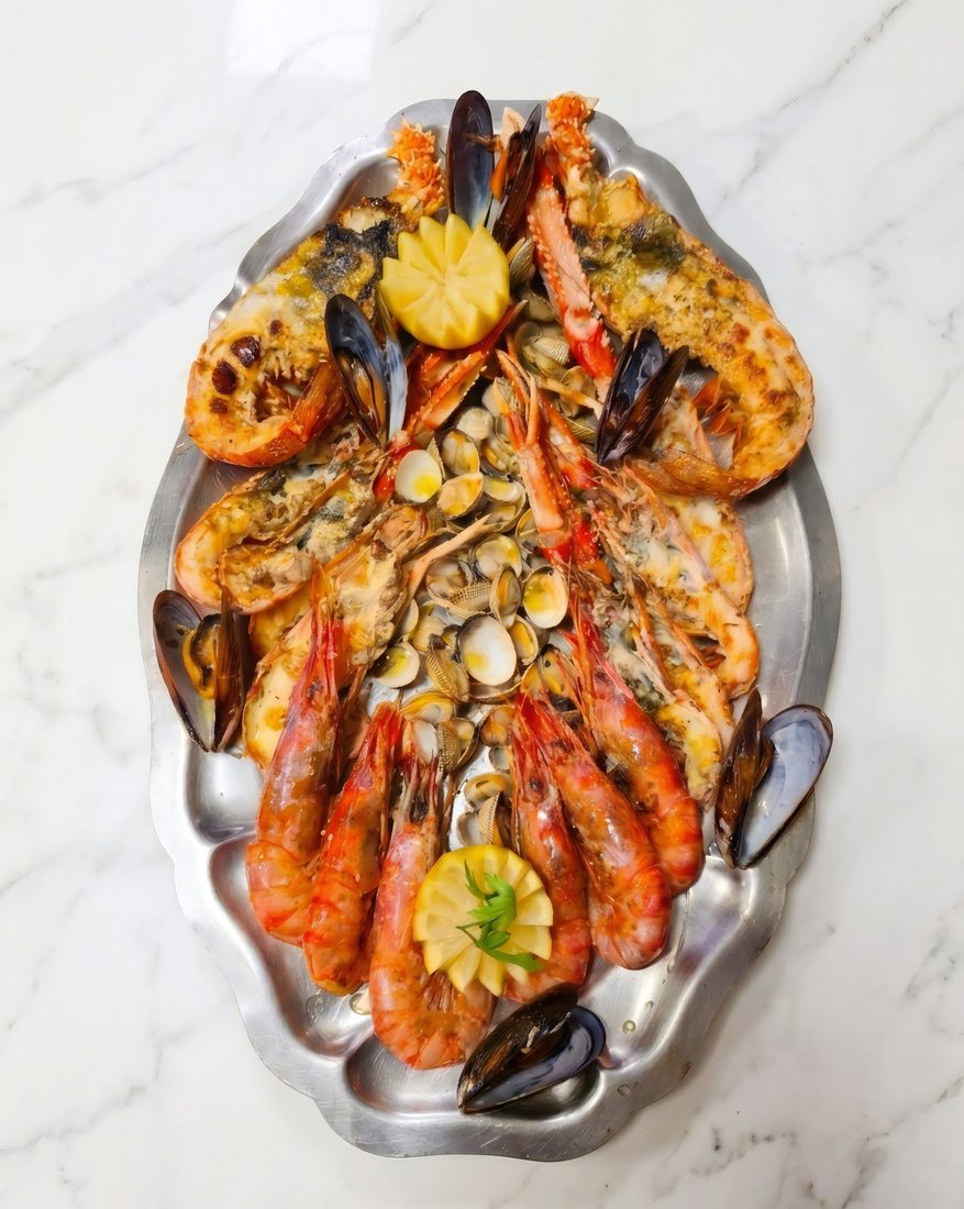 Bandeja de marisco a la plancha de La Raspa